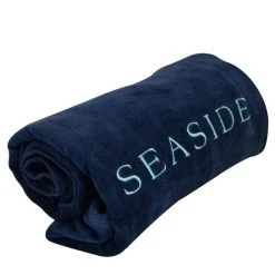 COTTONFRUIT Navy Embroidered Beach Towel