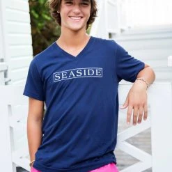 GARMENT GEAR Navy Seaside V-Neck Vintage Tee