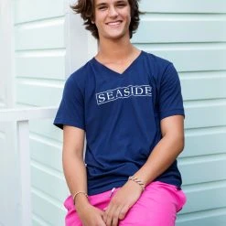 GARMENT GEAR Navy Seaside V-Neck Vintage Tee