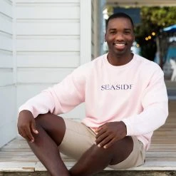 CHARLES RIVE SEASIDE APPAREL Light Pink Camden Ribbed Sweatshirt