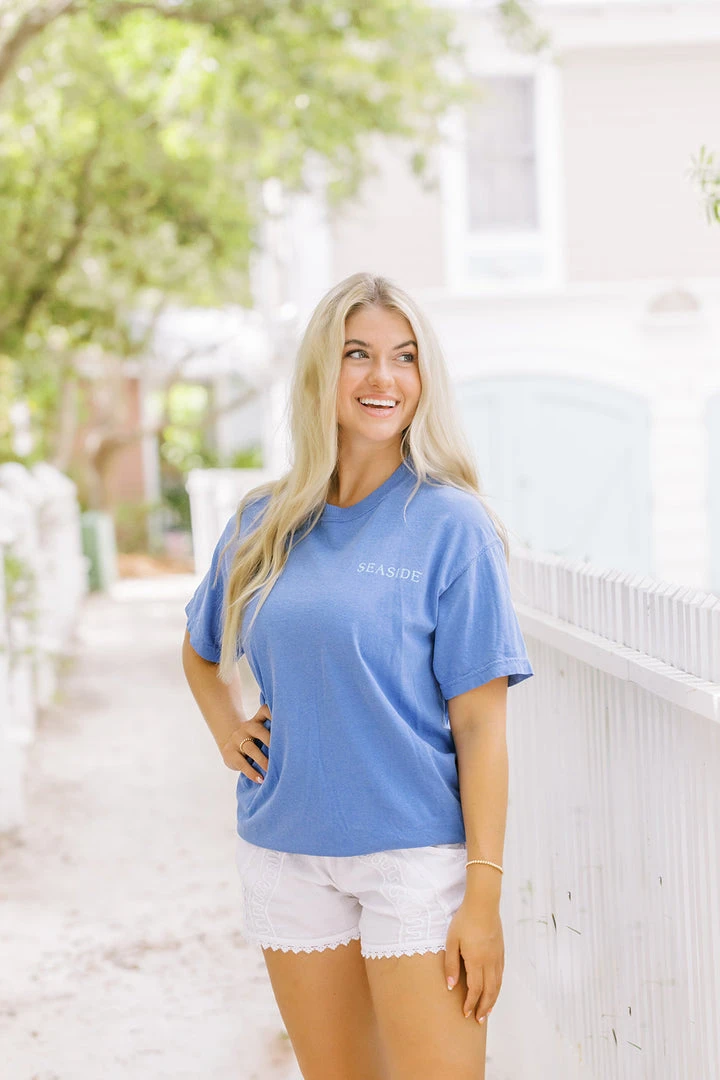 GARMENT GEAR Flo Blue Seaside Pavilion Tee SEASIDE APPAREL 1 GARMENT GEAR Flo Blue Seaside Pavilion Tee SEASIDE APPAREL