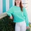 CHARLES RIVE Mint Seaside Cropped Sweatshirt