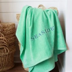 COTTONFRUIT Embroidered Mint Beach Towel