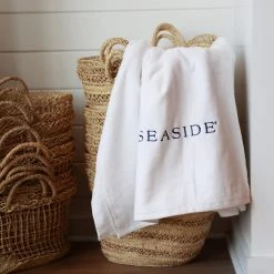 COTTONFRUIT White Embroidered Beach Towel