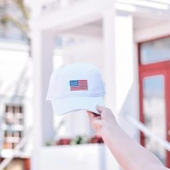 HARDINGLANE White American Flag Embroidered Hat SEASIDE APPAREL