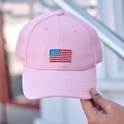 HARDINGLANE Youth Light Pink American Flag Hat