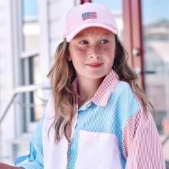 HARDINGLANE Youth Light Pink American Flag Hat